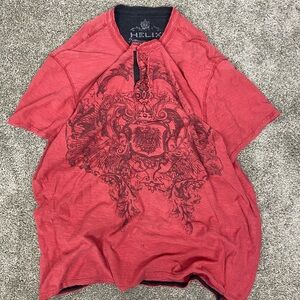 Y2k Affliction style red‎ tshirt